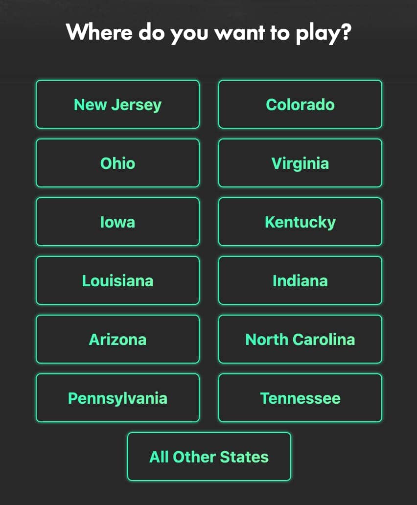 Bet365 select your state.